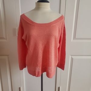 Peach loose off shoulder linen top